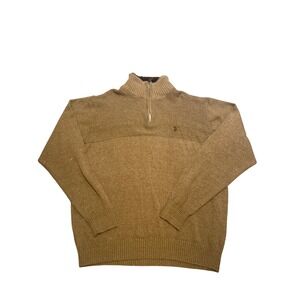 U.S. Polo Assn. Mens XL Quarter Zip Pullover Sweater Brown‎ Cotton Blend Casual